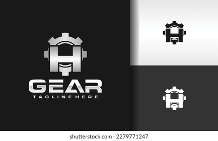 initial letter H gear logo