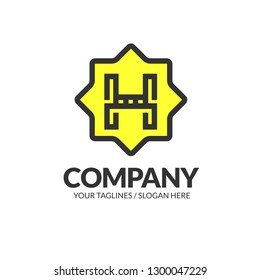 initial letter H with geometric octagon color logo vector illustration 