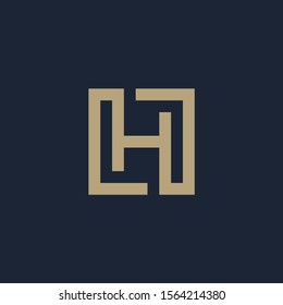 initial letter H geometric with square frame line art. Suitable for business consulting, studio, room, group, decoration, building, concept design. - vector