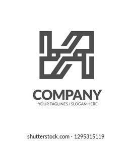 initial letter H geometric strong monogram logo vector illustration isolated on white background