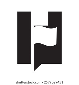 Initial Letter H Golf Flag Logo Design, Sport concept. Goal Achievement Symbol