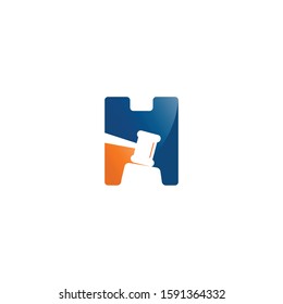 Initial Letter H with hammer Logo Design, Law Firm Vector Logo
