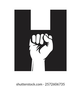 Initial Letter H Hand Logo Concept For Happy Labor Day For United States, USA Labor Day Symbol