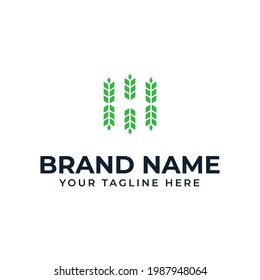 initial letter H harvest or wheat vector logo design