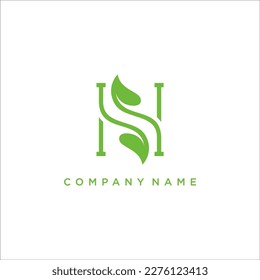 Initial Letter H Health Herbal with Flower Leaf, Beauty Floral Leaves Plant Decoration for Vegan Fresh Natural Nutrition