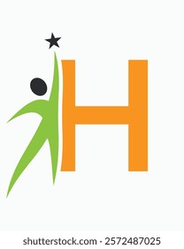 Initial Letter H Healthcare Logo Concept For Health Care, Sport, Bio, Fitness Or Medical Symbol