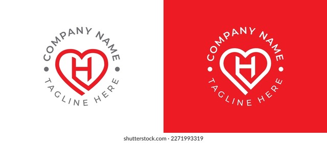 initial Letter H Heart Logo Concept symbol sign icon Design Element. Love, Medical, Health Care, Valentine's Day Logotype. Vector illustration template