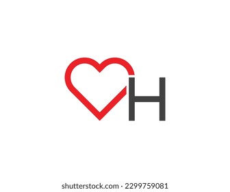 initial Letter H Heart Logo Concept icon sign symbol Element Design. Love, Health Care, Medical, Dating App, Valentine's Day Logotype. Vector illustration template