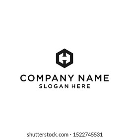 initial letter h hexagon logo design vector illustration template