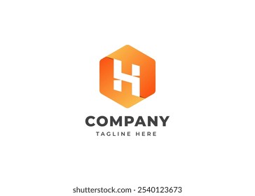 Letra inicial H con diseño de logotipo de forma hexagonal. Forma hexagonal moderna en el concepto de diseño del logotipo de la letra H. Símbolo geométrico hexagonal para la identidad empresarial Corporativa. Ilustración del logotipo del Vector del alfabeto