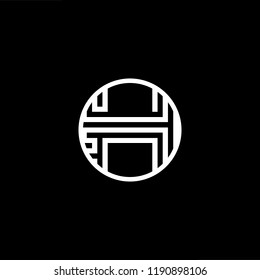 Initial letter H HH HHH OH HO minimalist art monogram shape logo, white color on black background.