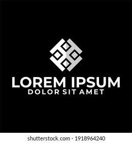 Letra inicial H, HH, HI, IH o X logotipo tempalte con diamante cuadrado geométrico ilustrado en el diseño plano monograma