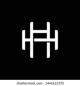 Initial letter H and H, HH, overlapping interlock monogram logo, white color on black background