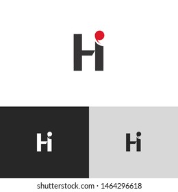 Initial Letter h i hi uppercase modern logo design template elements. red letter Isolated on black white grey background. Suitable for business, consulting group company.