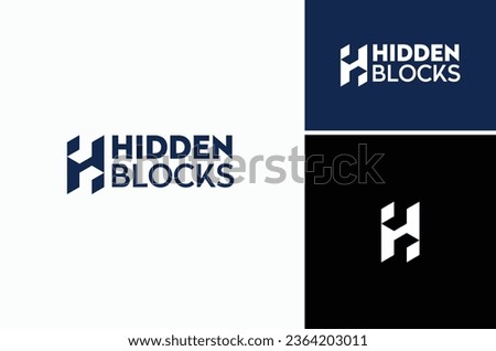 Initial Letter H with Hidden Blocks Box or Cubes Negative Space logo design