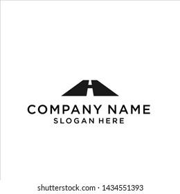 initial letter h with highway logo design vector illustration template