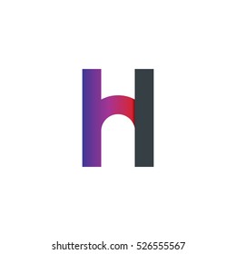 Initial Letter H HL Rounded Lowercase Logo Purple Black