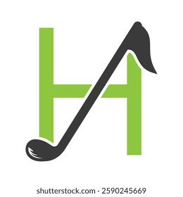 Initial Letter H Hockey Logo Concept With Hockey Stick Symbol Vector Template