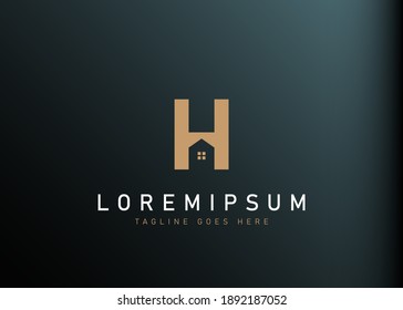 Initial letter H home house logo design. Vector illustration of H letter home shaped for company. Modern design flat icon template