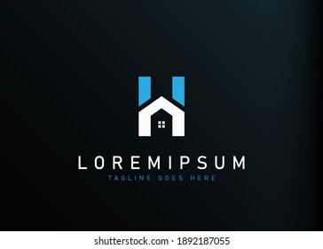 Letra inicial diseño del logo de la casa particular H. Ilustración vectorial del diseño del icono en forma de casa de la letra H. Plantilla de icono plana de diseño moderno