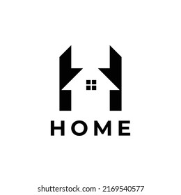 Initial letter H home house logo design. Vector illustration of H letter home shaped for company. Modern design flat icon template