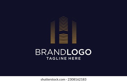 Ursprünglicher Buchstabe H Logo Design des Hauses. Vektorgrafik von H-Brief-Haus