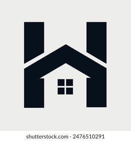 Letra inicial H Home House logo design. Fuente del alfabeto del concepto del diseño de bienes raíces. Ilustración vectorial.