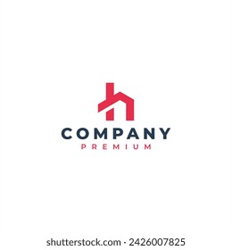 initial letter h home logo design