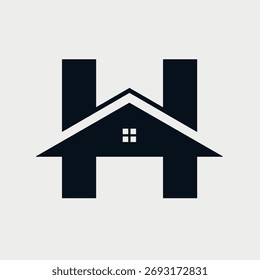 Initial Letter H Home logo design. House design concept alphabet font. Vector Illustration.