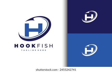 initial letter H hook logo
