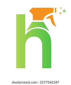 Initial Letter H House Cleaning Logo Concept With Hygiene Sprays Symbol