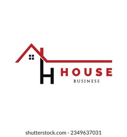 Plantilla de diseño de logotipo de icono de la casa H de la letra inicial