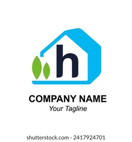 Initial Letter h with House Icon for Home Decor, Interior Design, Architecture, Contractor Building Vector Logo Idea Concept