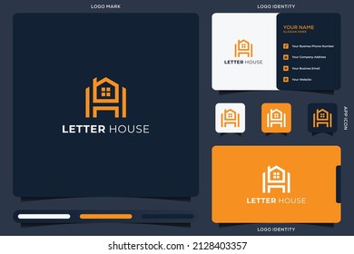 Initial letter H with house logo design template