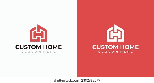 Initial letter H house logo design. Minimalist logo for home and real estate.
