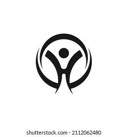 Initial Letter H Human People, With Graphic Concept Of  Happy Community Growth Health, Logo Design Inspiration