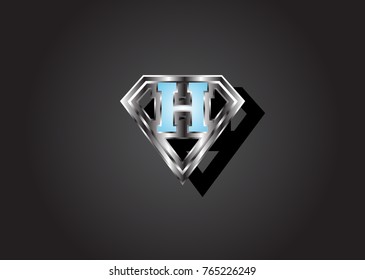 initial letter H isolated on shield diamond logo