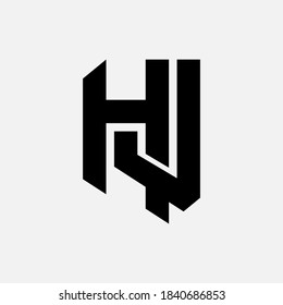 Letra inicial H, J, HJ o JH solapadas, entrelazadas, logotipo monograma, color negro sobre fondo blanco