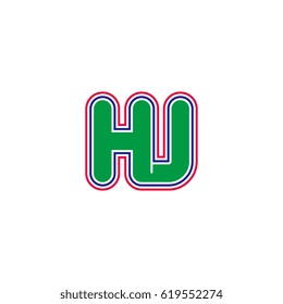 initial letter h and j. hj monogram outline logo