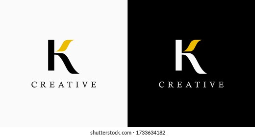 Initial Letter H and K Linked Logo. Black and Gold Lettering Calligraphy Style isolated on Double Background. Usable for Business, Beauty and Fashion Logos. Flat Vector Logo Design Template Element.