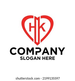 Plantilla de diseño del vector del logotipo H K de letra inicial