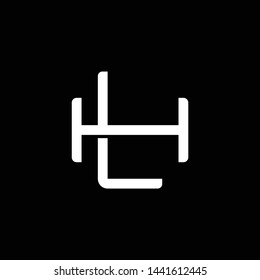 Initial letter H and L, HL, LH, overlapping interlock monogram logo, white color on black background