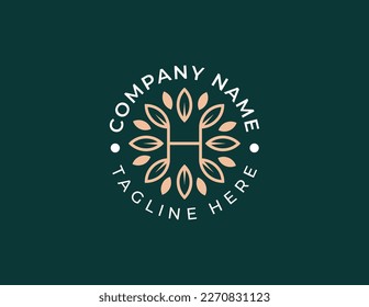 initial Letter H Leaf Flower Logo Concept symbol icon sign Element Design. Ecology, Cosmetics, Spa, Beauty salon, Boutique, Natural Products, Skin Care Logotype. Vector illustration template