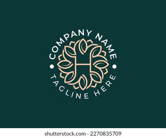 initial Letter H Leaf Flower Logo Concept symbol icon sign Element Design. Floral, Ecology, Cosmetics, Spa, Beauty salon, Boutique, Natural Products, Skin Care Logotype. Vector illustration template