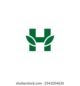 Letra inicial H Leaf Icon Plantilla de diseño de logotipo