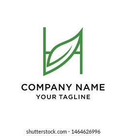 Initial letter H leaf logo design template