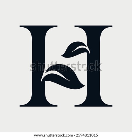 Initial Letter H Leaf logo design. Leaf Plant design concept alphabet font. Vector Illustration.