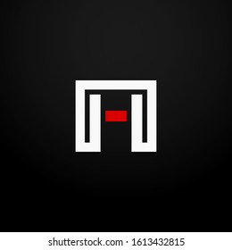 Initial letter H linked square logo white and red color. Corporate identity design template element. Industry, finance, bank logotype. Square group, technology interaction, network integrate concept.
