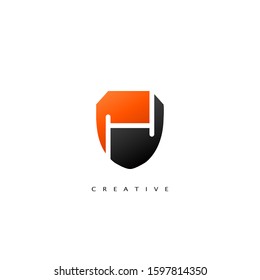Initial Letter H Logo Abstract Techno Shield Vector Design Concept.