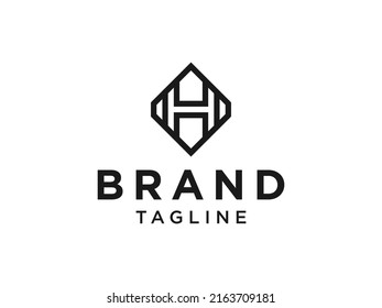 Logo de la letra inicial H. Forma geométrica negra Estilo de originami con sombra aislada en fondo blanco. Usable para logotipos de empresas y marcas. Elemento de plantilla de diseño de logotipo de vectores planos.
